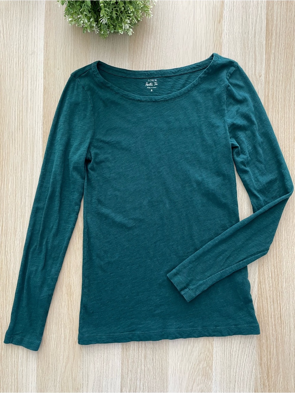 [NWOT]J. Crew Women's Long Sleeve Scoop Neck Top in Dark Green